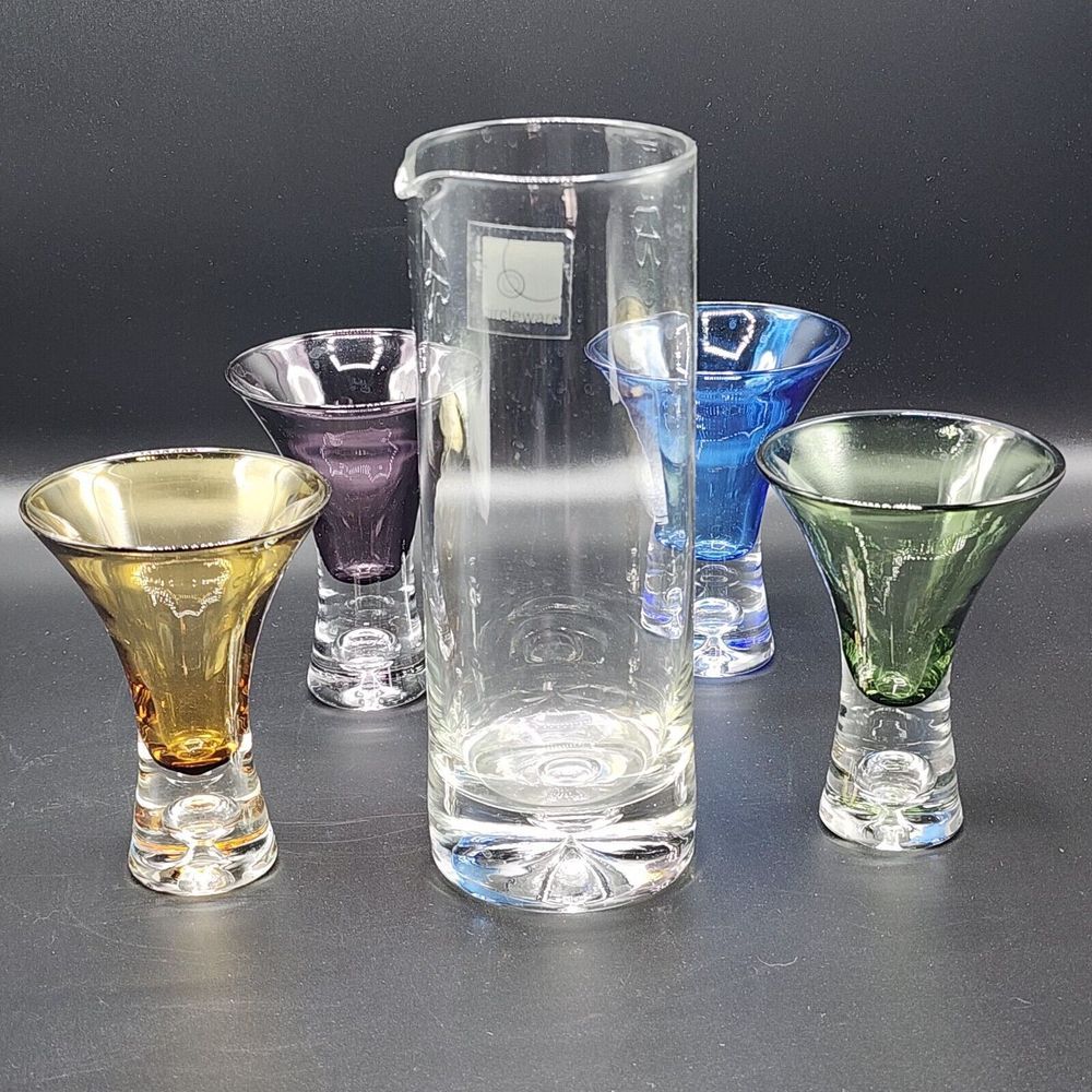 Circleware Drinking Liquor Shot Glasses Set With Pitcher And Carrier 6pc Barware
